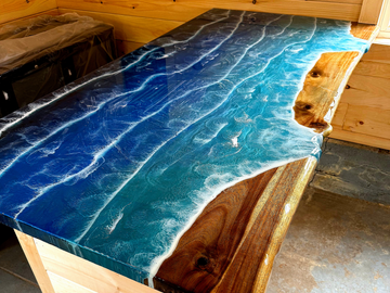Ocean Resin Live Edge Bar Top / Countertop
