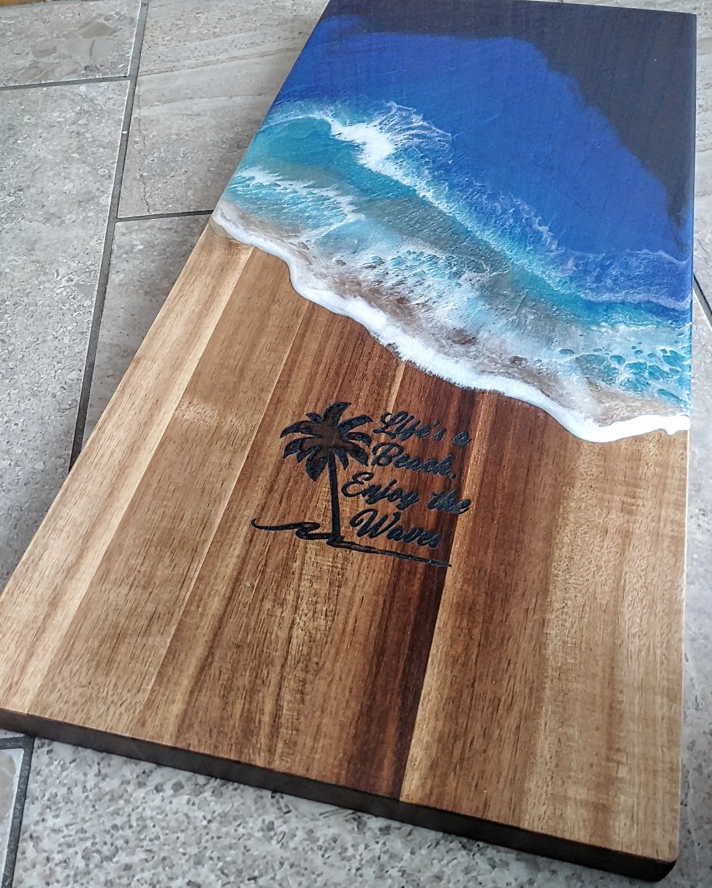 Ocean Resin Charcuterie Board with Custom Design