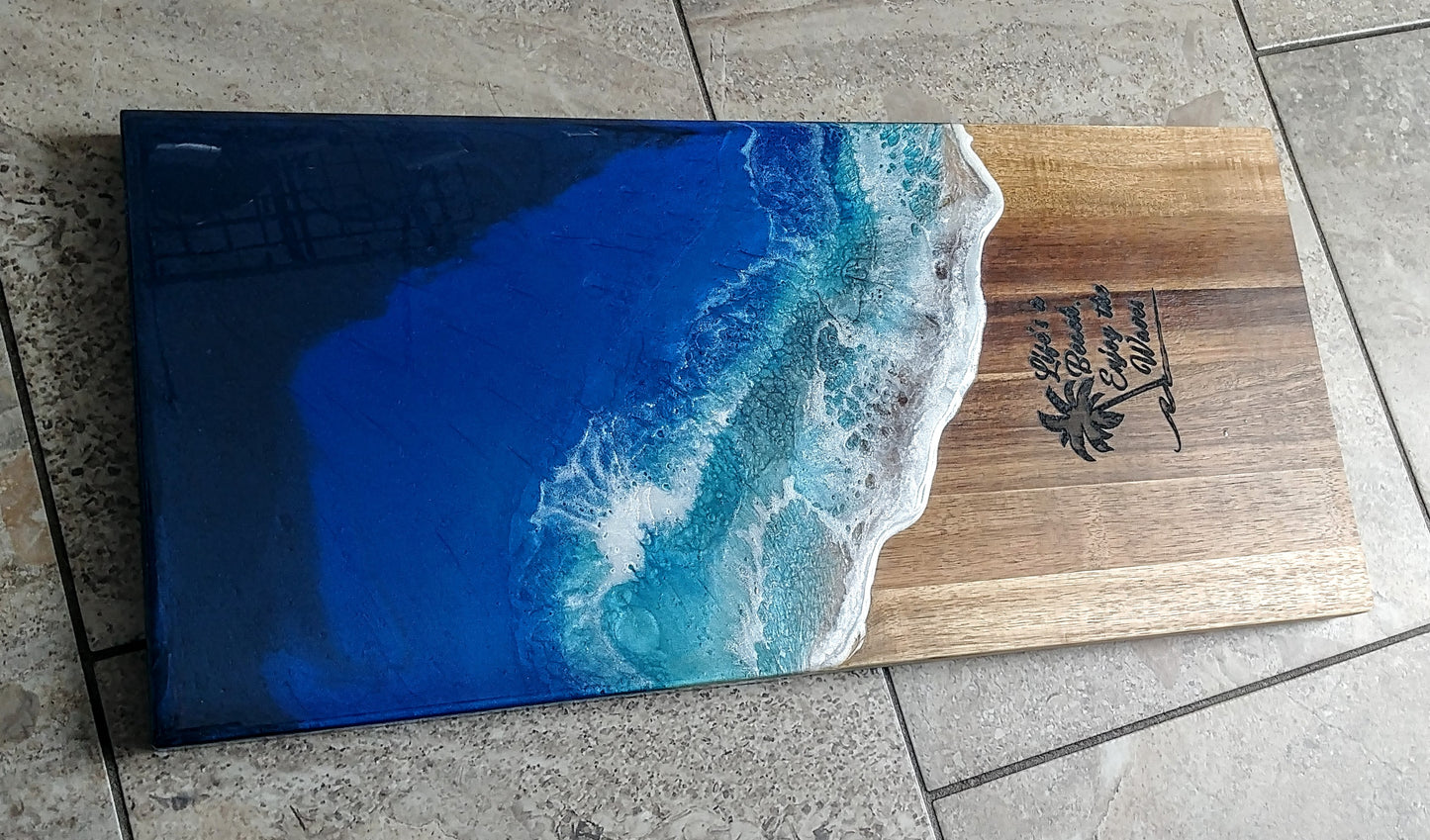 Ocean Resin Charcuterie Board with Custom Design