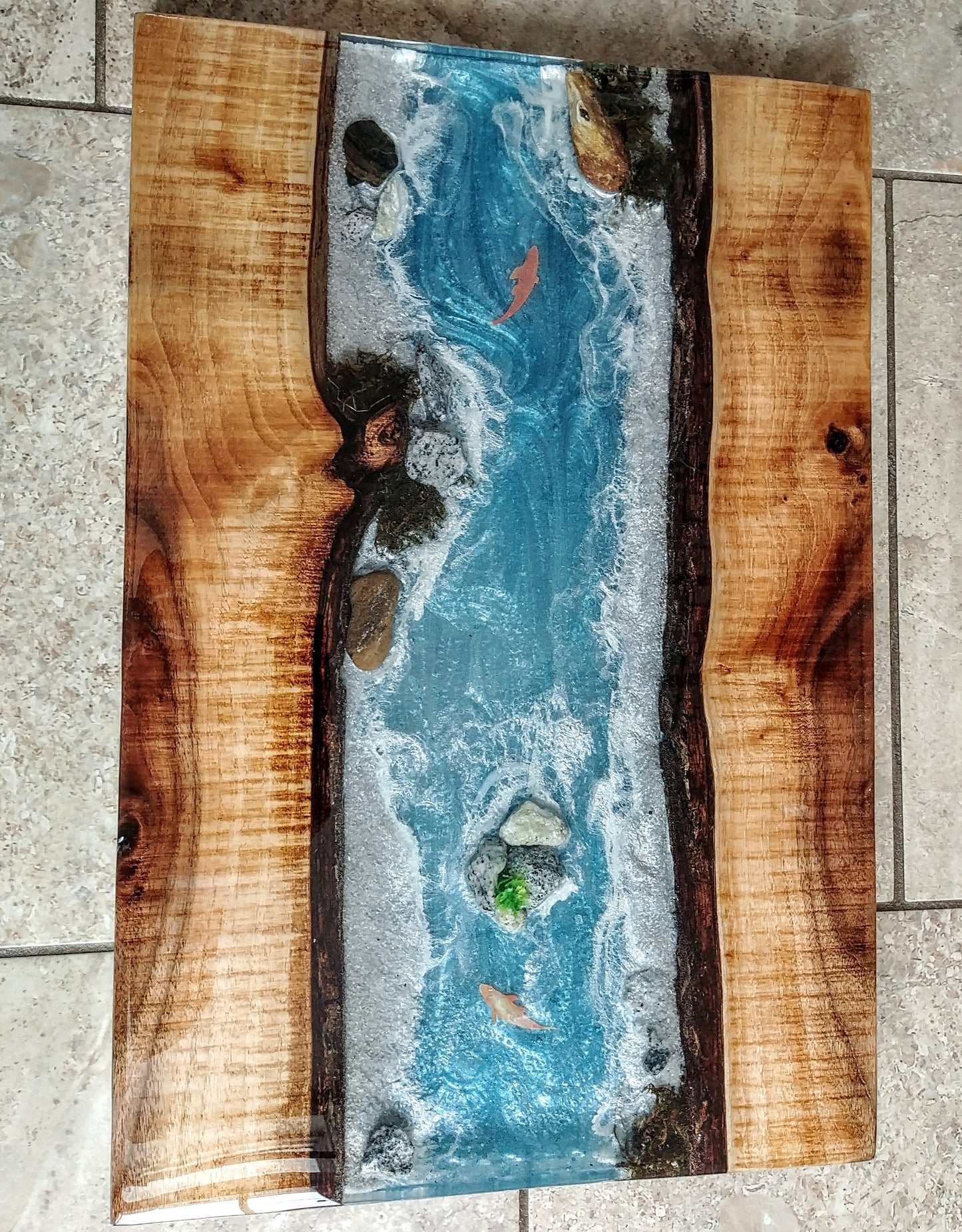 Custom Epoxy Charcuterie board Incorporating items