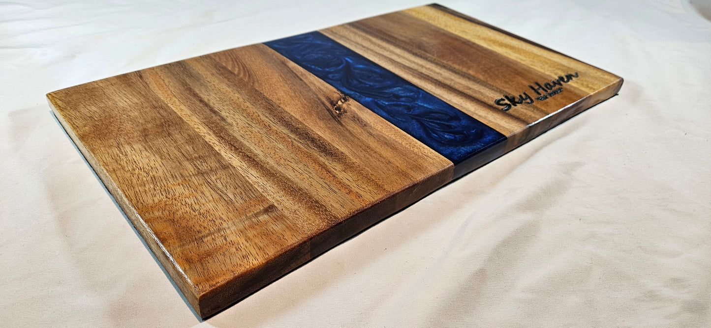 Custom Epoxy Charcuterie Board with Resin Strip