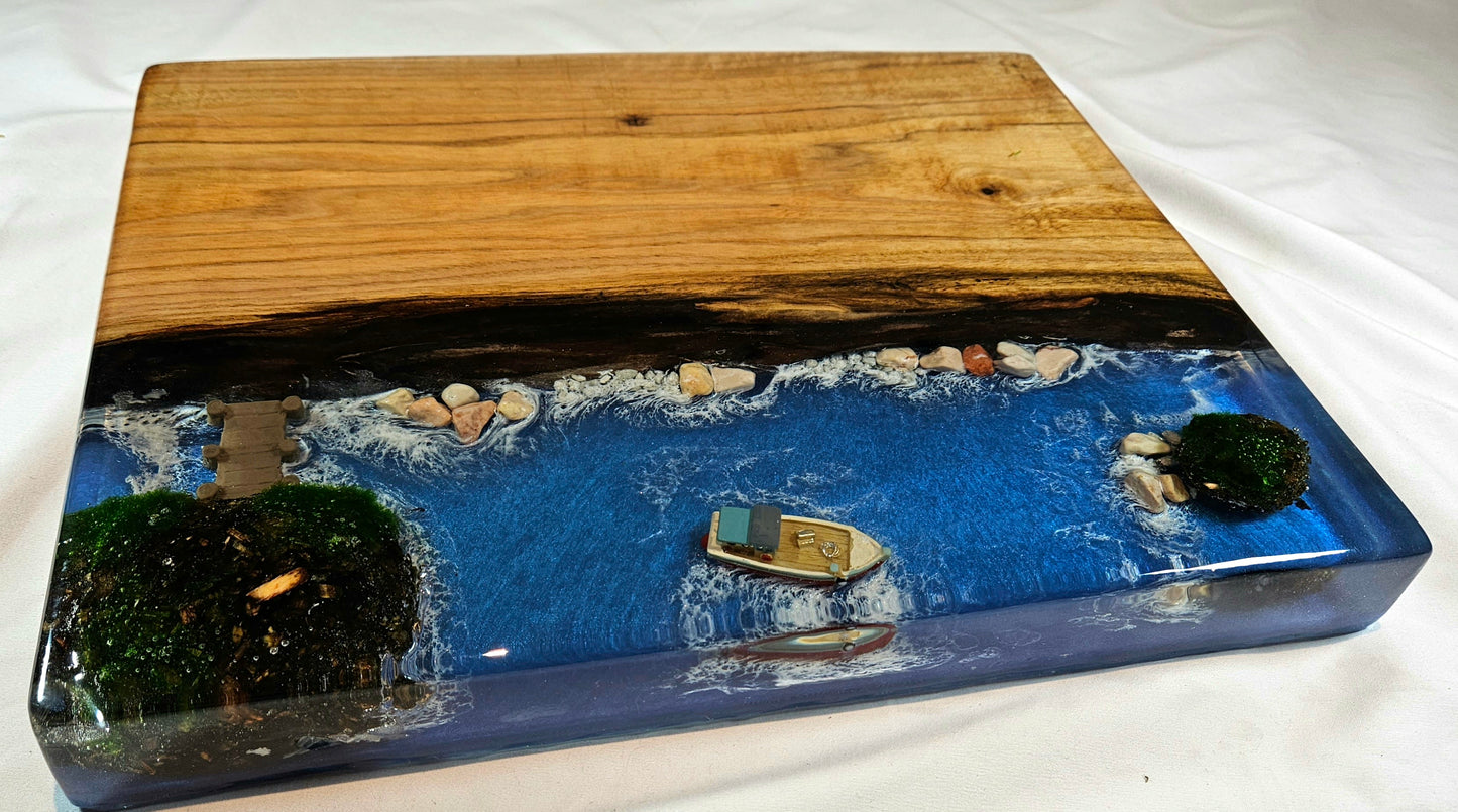 Custom Epoxy Charcuterie board Incorporating items