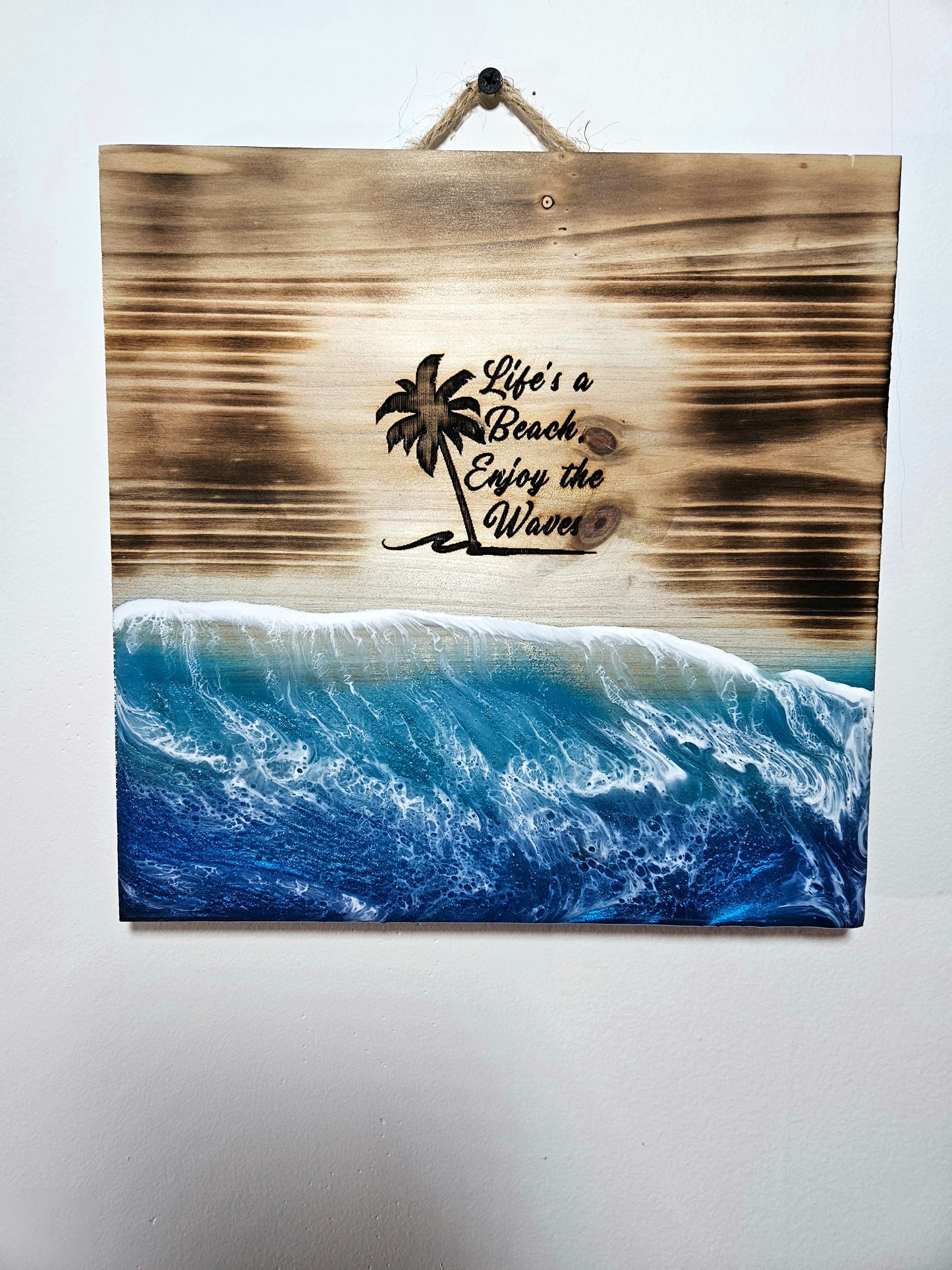 Hanging Wood Ocean Resin Wall Art