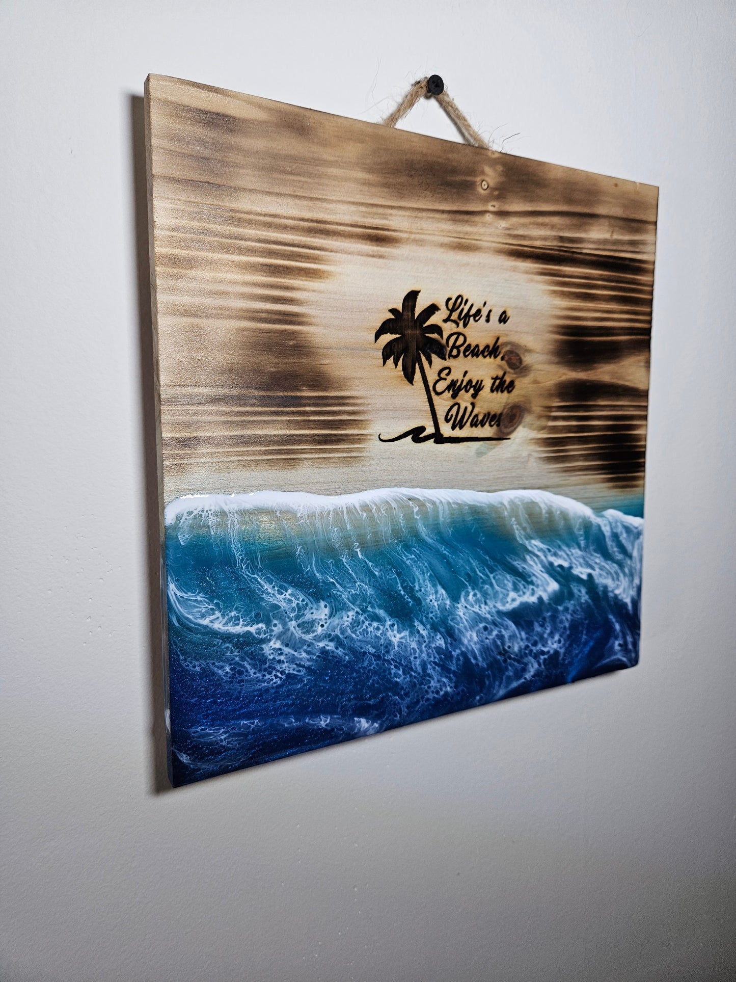 Hanging Wood Ocean Resin Wall Art