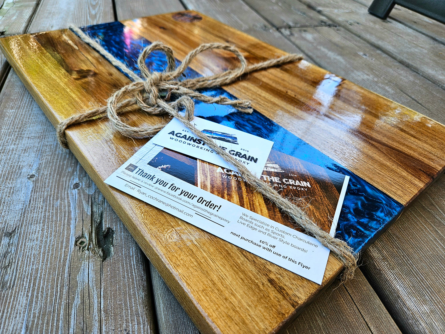 Custom Epoxy Charcuterie Board with Resin Strip