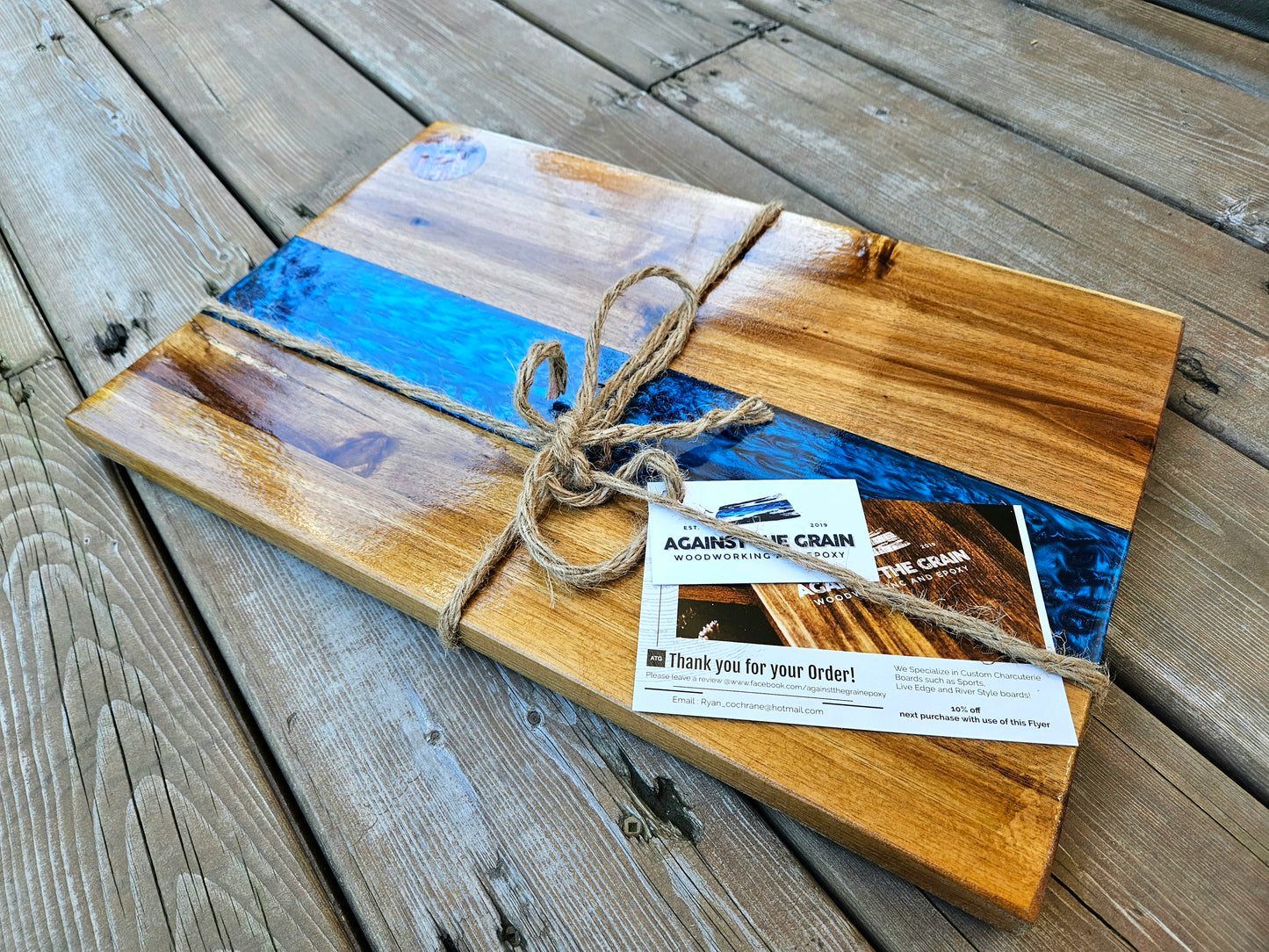 Custom Epoxy Charcuterie Board with Resin Strip