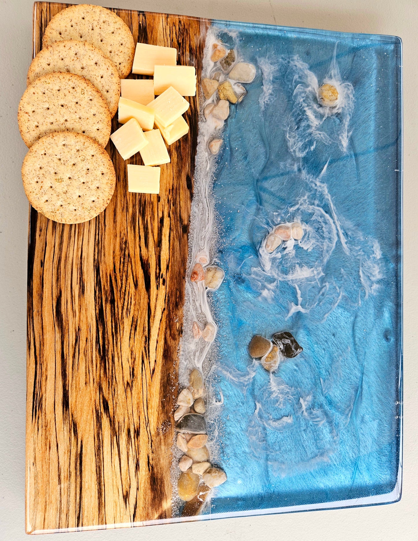 Custom Epoxy Charcuterie board Incorporating items