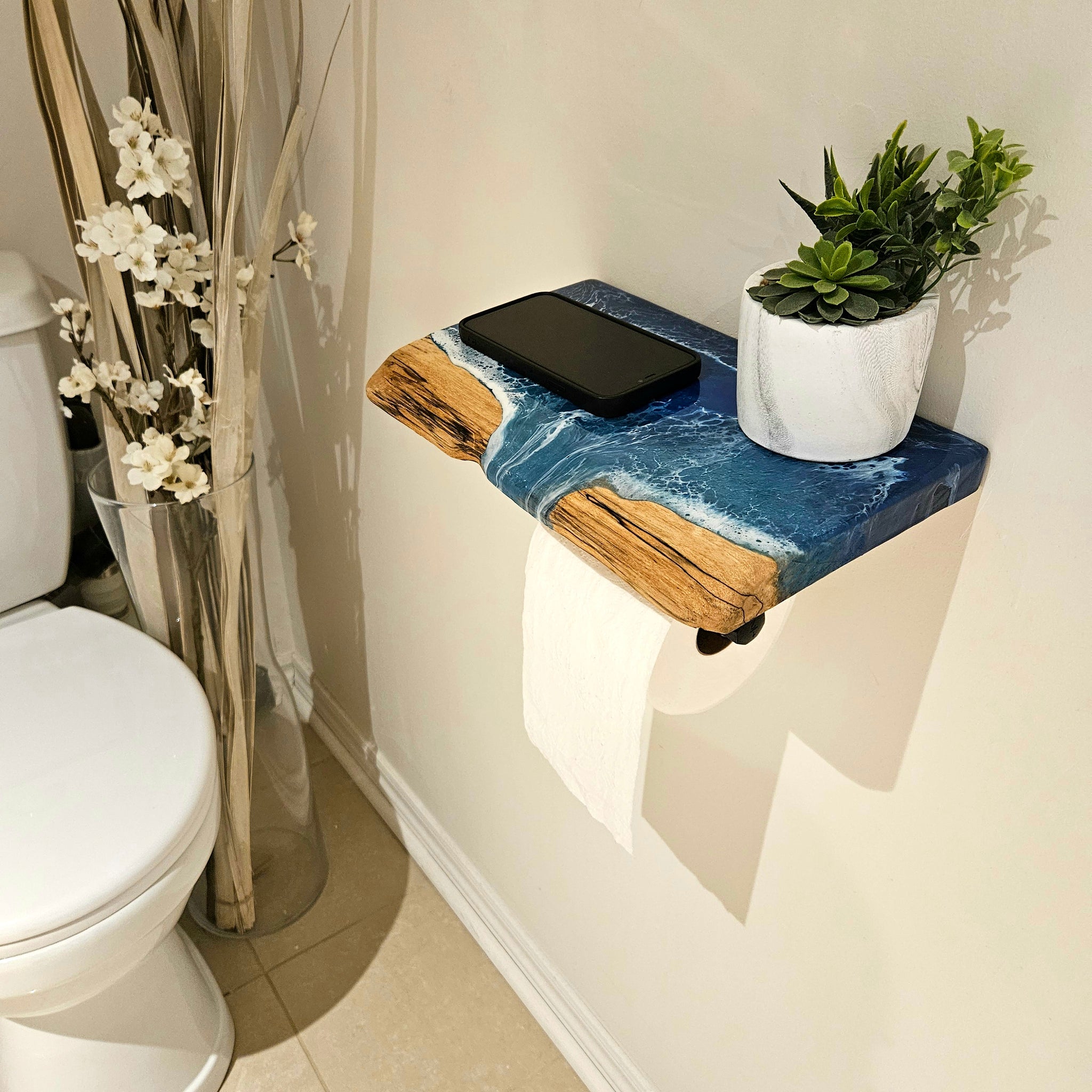 Wall resin wood shelf