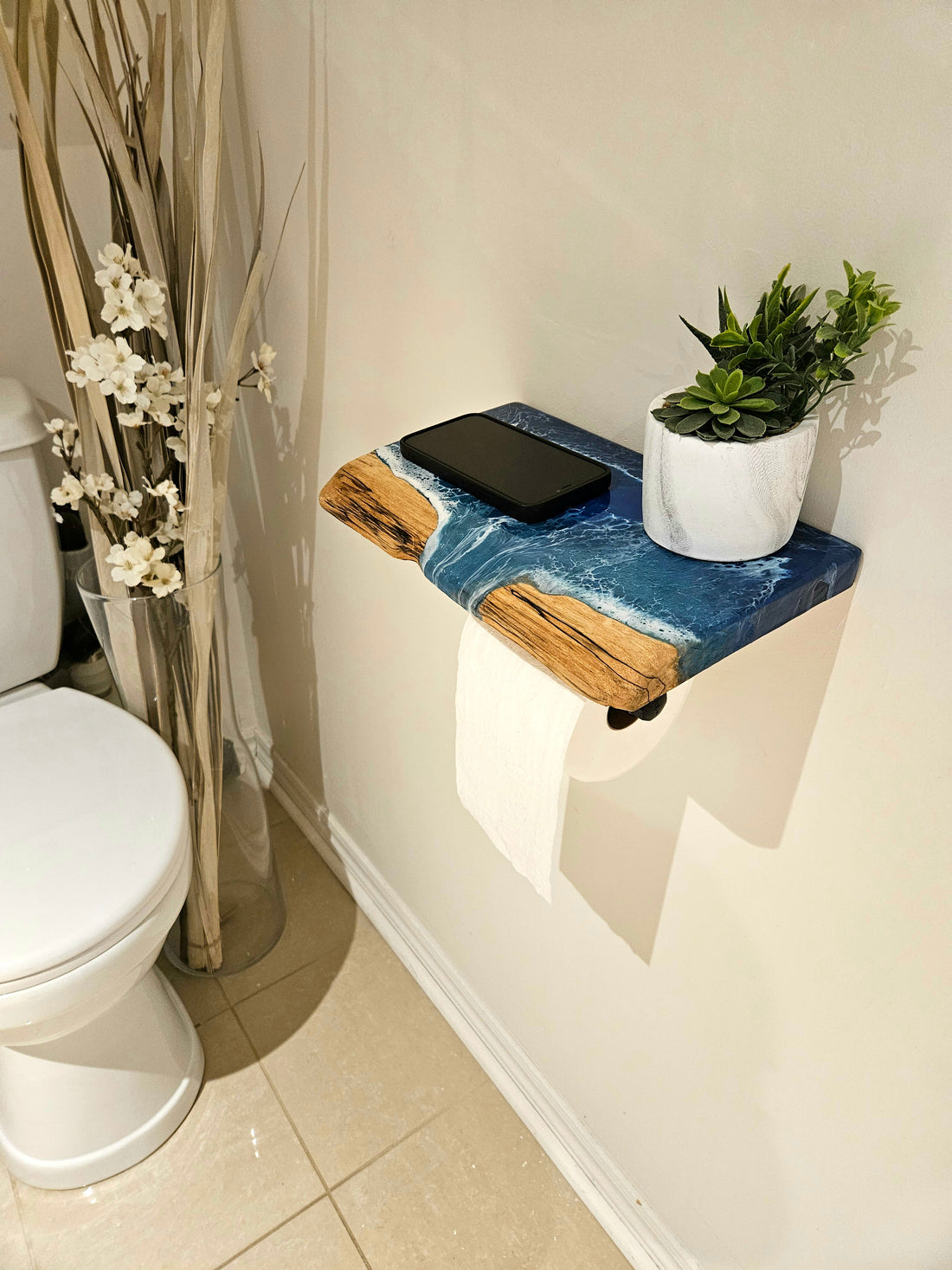 Wall resin wood shelf