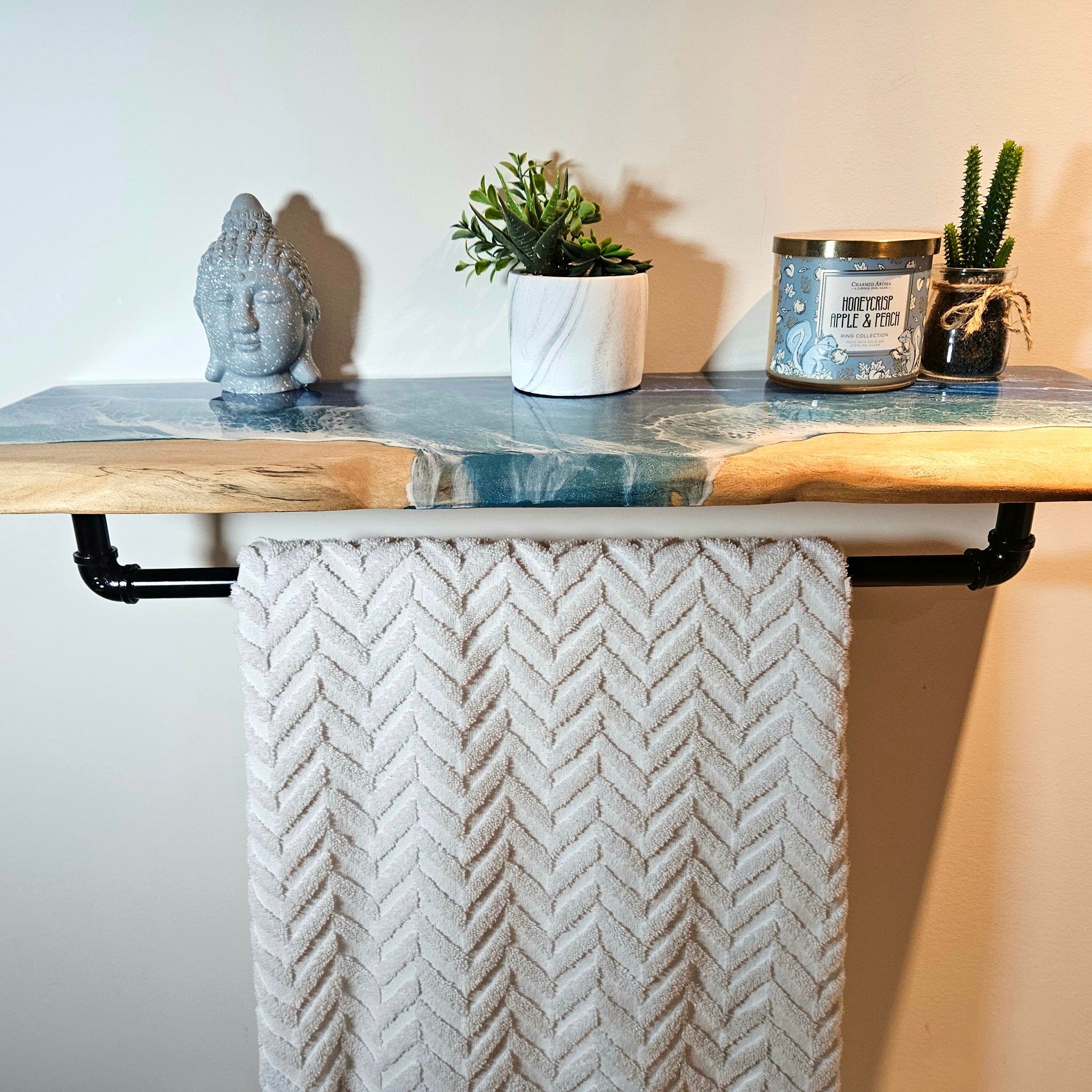 epoxy wood wall  shelf with hanger 