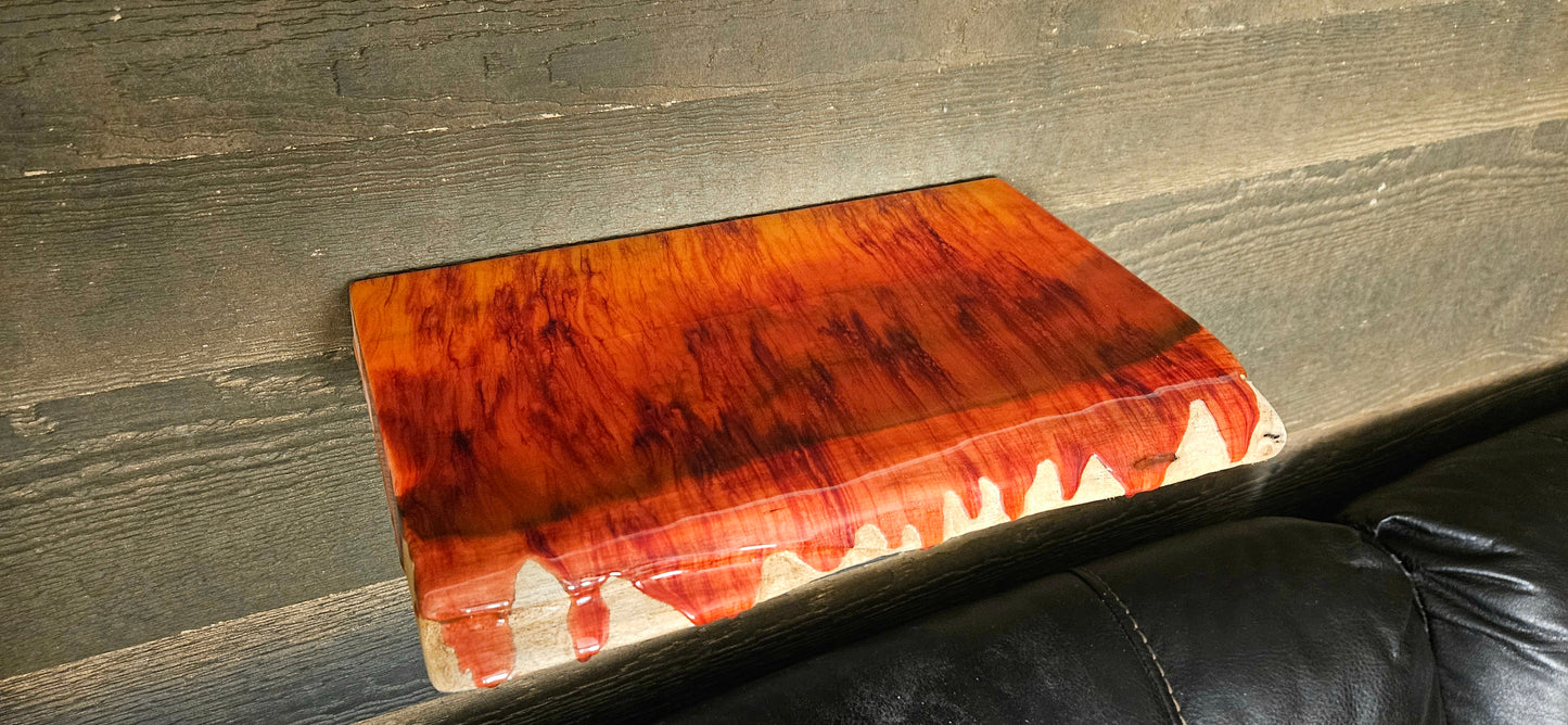 Halloween Themed Glow in the Dark Epoxy Resin Floating Live Edge Wooden Shelf / Wood and Epoxy Shelf / Halloween Decor / Fall Autumn Season