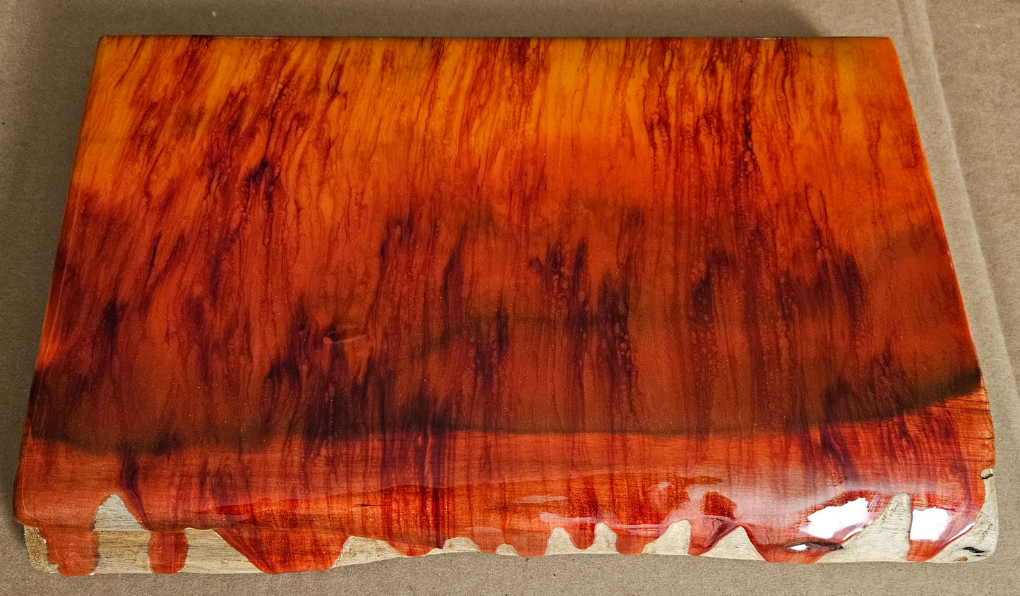 Halloween Themed Glow in the Dark Epoxy Resin Floating Live Edge Wooden Shelf / Wood and Epoxy Shelf / Halloween Decor / Fall Autumn Season