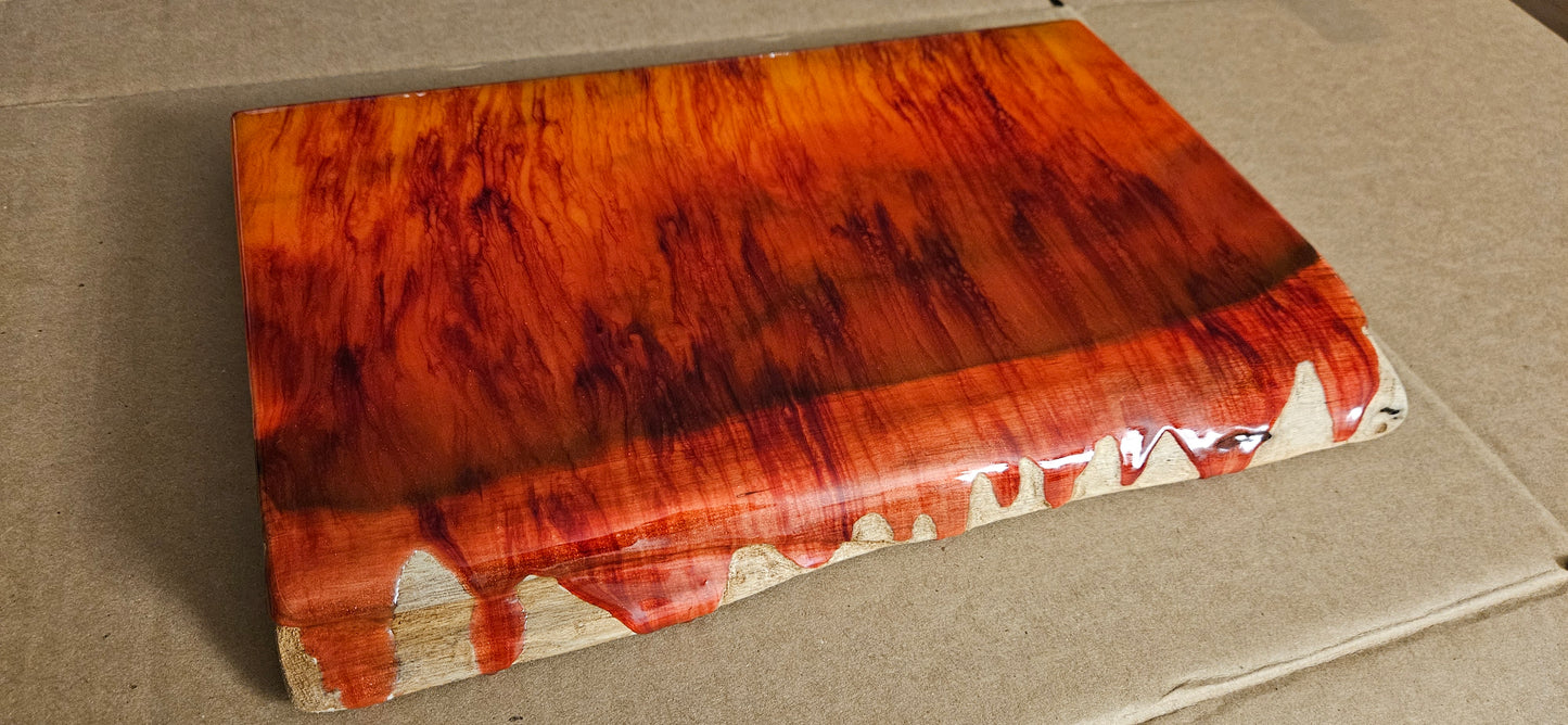 Halloween Themed Glow in the Dark Epoxy Resin Floating Live Edge Wooden Shelf / Wood and Epoxy Shelf / Halloween Decor / Fall Autumn Season