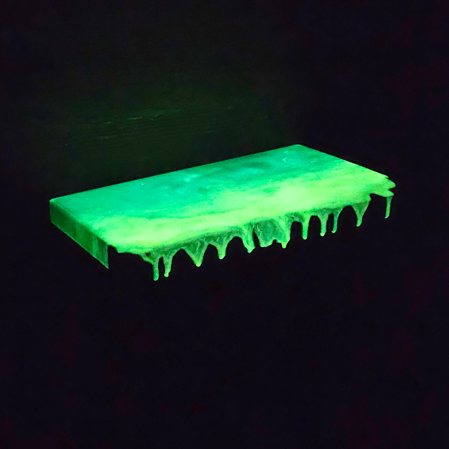 Halloween Themed Glow in the Dark Epoxy Resin Floating Live Edge Wooden Shelf / Wood and Epoxy Shelf / Halloween Decor / Fall Autumn Season