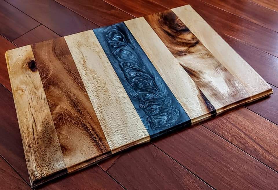 Custom Epoxy Charcuterie Board with Resin Strip