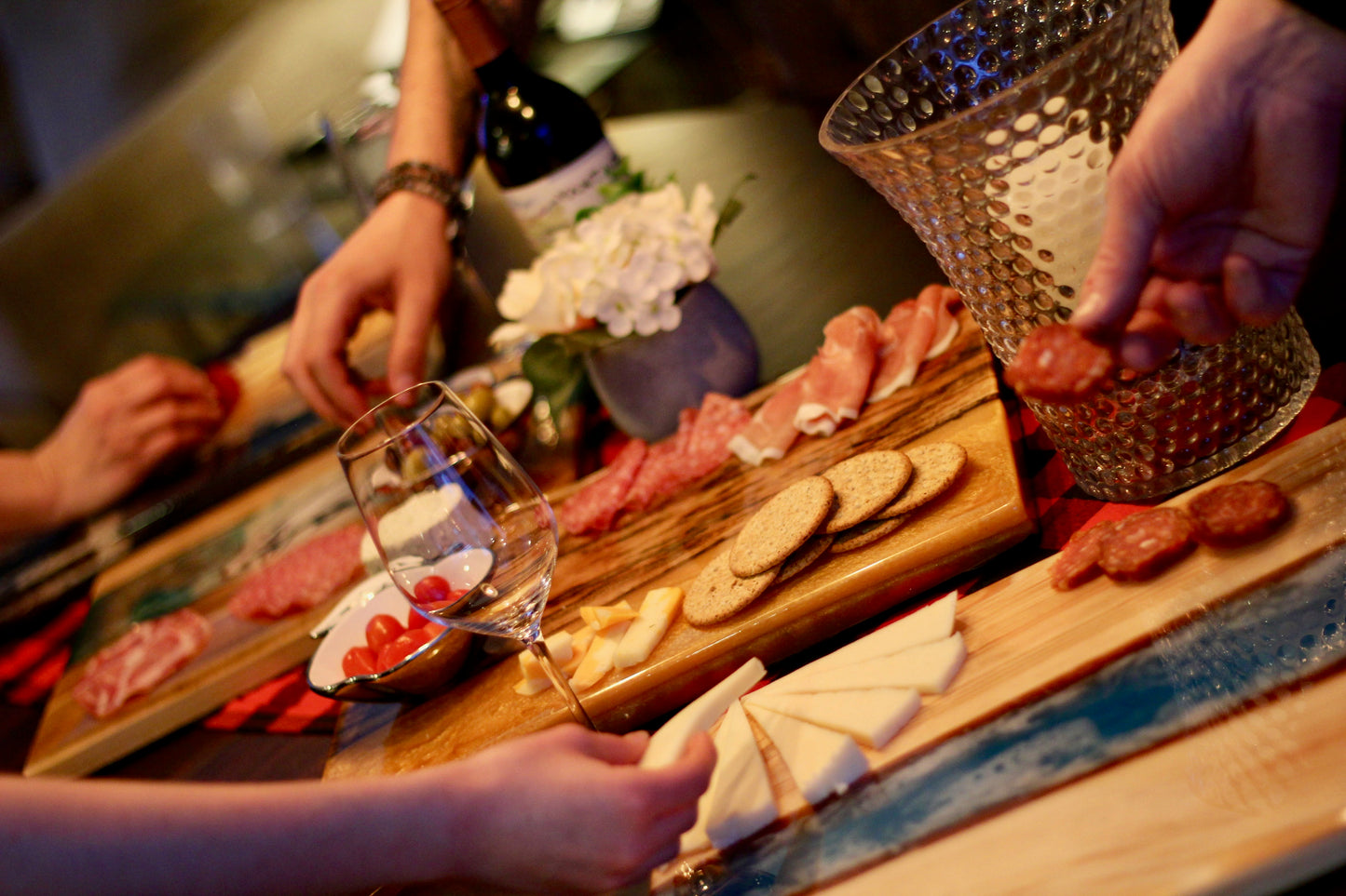 Custom Epoxy Charcuterie board Incorporating items