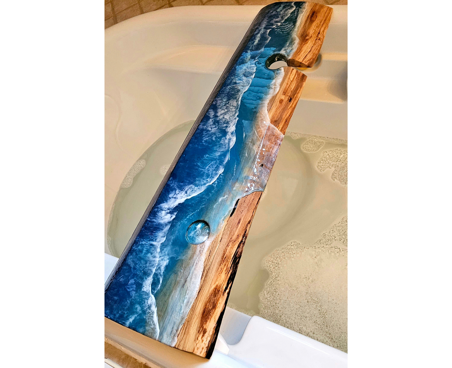 Live Edge Beach Epoxy Bath Board